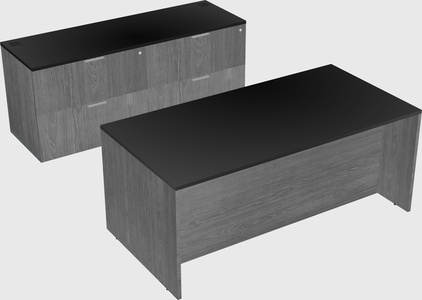 Parallel desk with credenza
