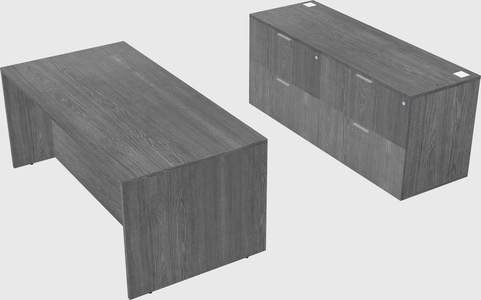 Parallel desk with credenza
