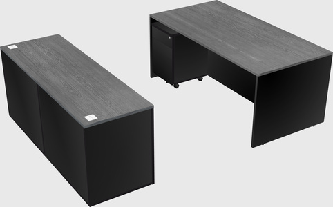 Bureau parallèle avec crédence