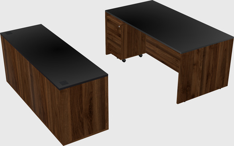 Bureau parallèle avec crédence