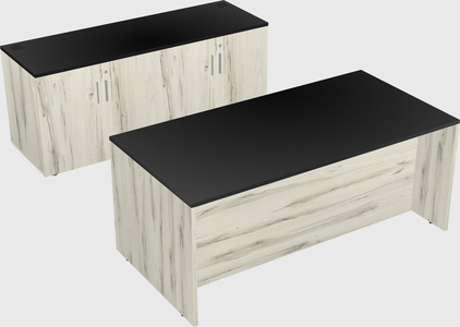 Bureau parallèle avec crédence