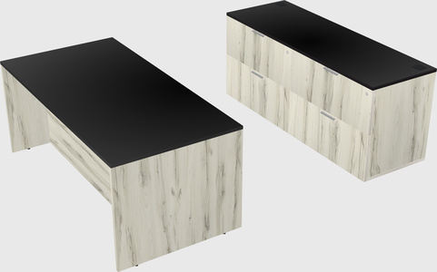 Parallel desk with credenza