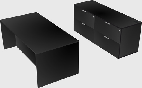 Parallel desk with credenza
