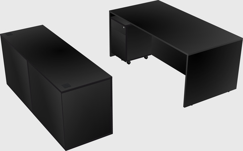 Parallel desk with credenza