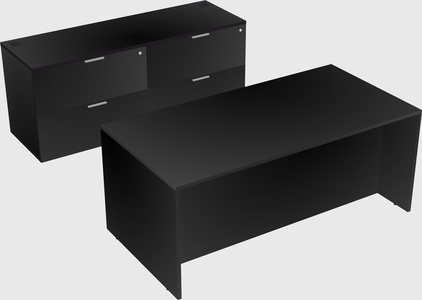 Parallel desk with credenza