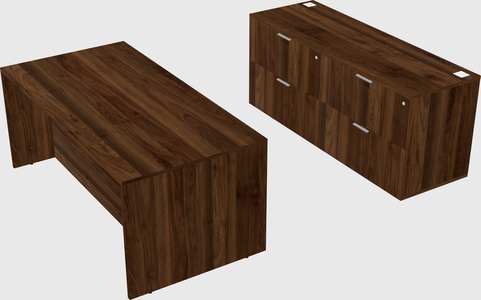 Parallel desk with credenza
