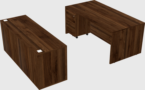 Parallel desk with credenza