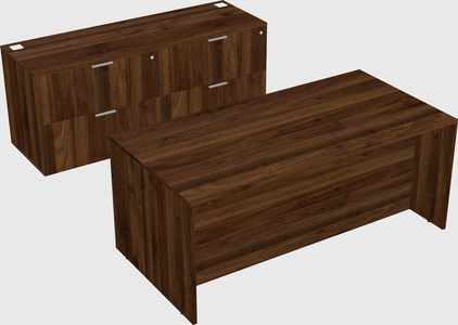 Parallel desk with credenza