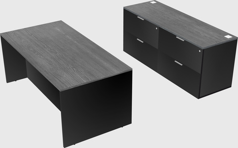 Parallel desk with credenza