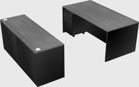 Parallel desk with credenza