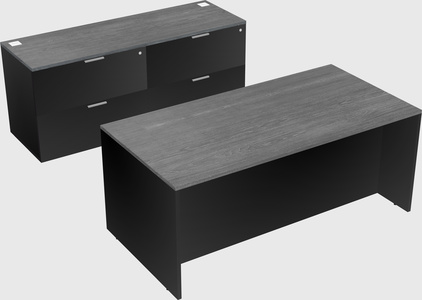 Bureau parallèle avec crédence