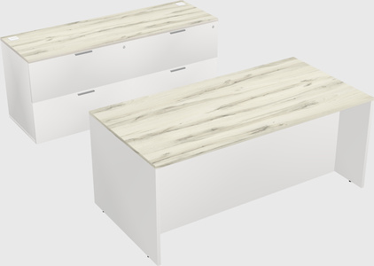 Parallel desk with credenza