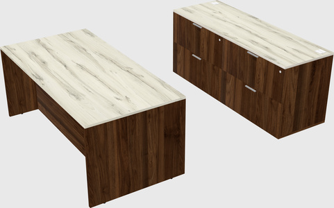 Parallel desk with credenza
