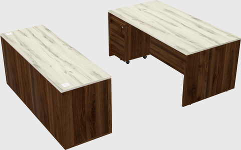 Parallel desk with credenza