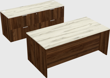 Parallel desk with credenza