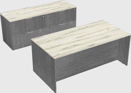 Parallel desk with credenza