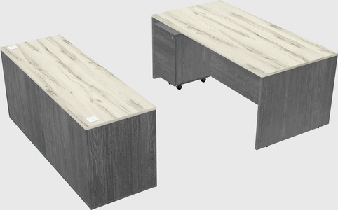 Bureau parallèle avec crédence