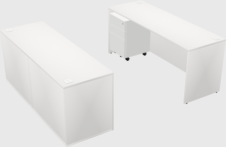 Bureau parallèle avec crédence