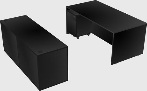 Parallel desk with credenza
