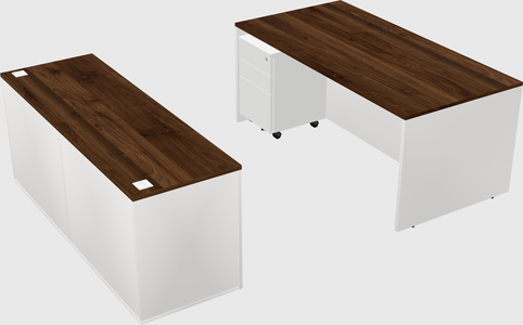 Parallel desk with credenza