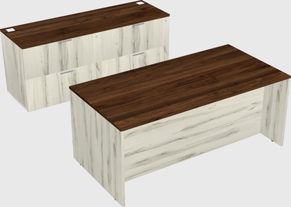 Bureau parallèle avec crédence