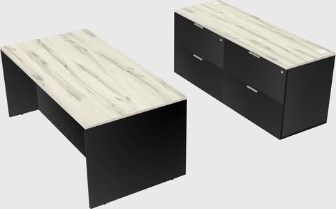 Parallel desk with credenza