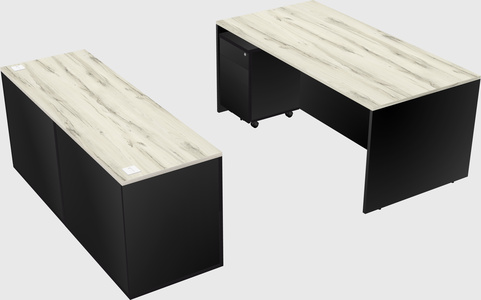Parallel desk with credenza