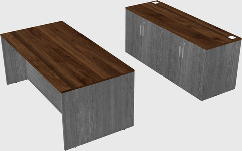Parallel desk with credenza