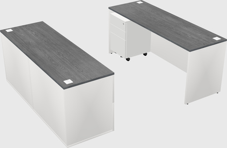 Bureau parallèle avec crédence