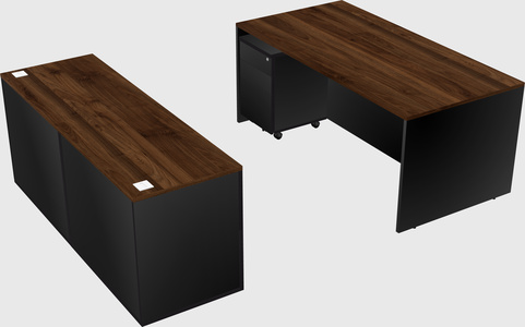 Parallel desk with credenza