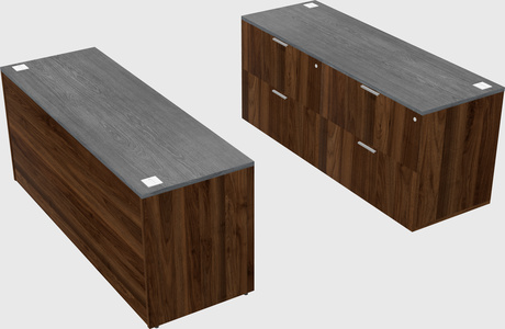 Parallel desk with credenza