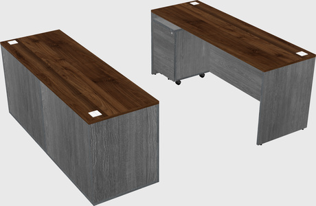 Parallel desk with credenza