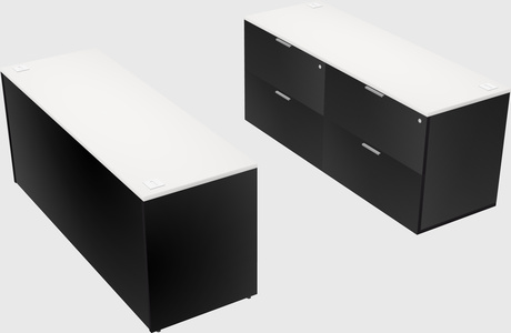 Parallel desk with credenza