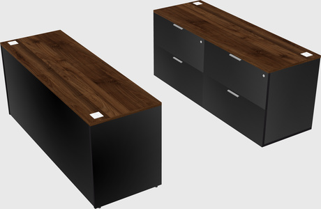 Parallel desk with credenza