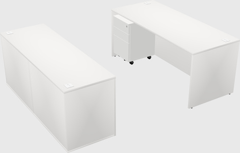 Bureau parallèle avec crédence