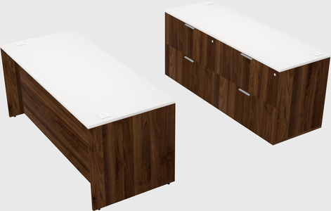 Bureau parallèle avec crédence