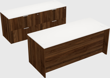 Bureau parallèle avec crédence