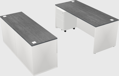 Bureau parallèle avec crédence