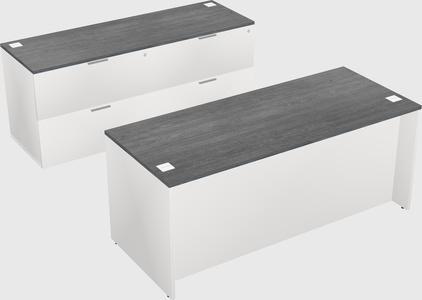 Bureau parallèle avec crédence