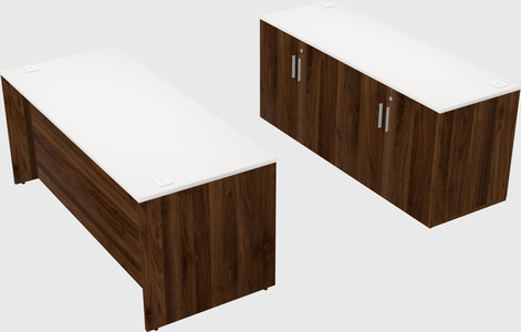 Parallel desk with credenza