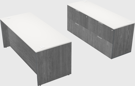 Parallel desk with credenza