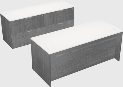 Parallel desk with credenza