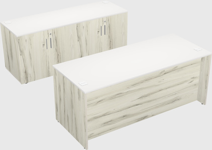 Bureau parallèle avec crédence