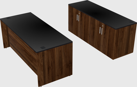 Bureau parallèle avec crédence