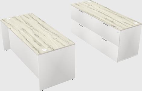 Parallel desk with credenza