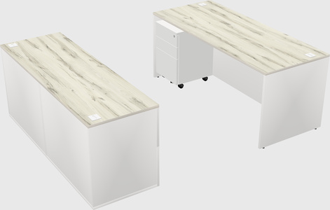 Parallel desk with credenza