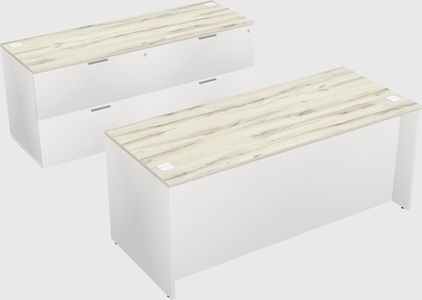 Parallel desk with credenza