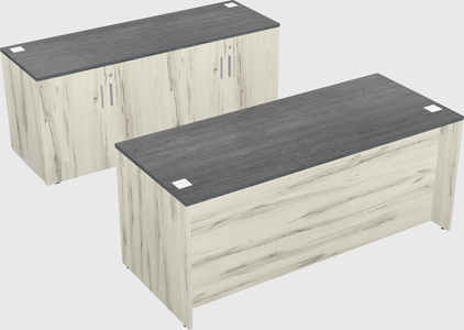 Parallel desk with credenza