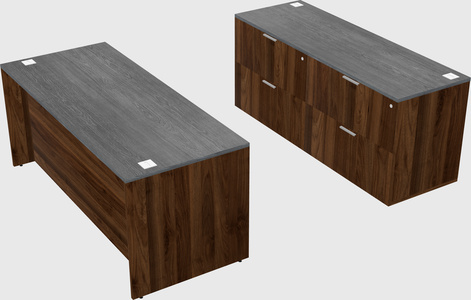 Parallel desk with credenza