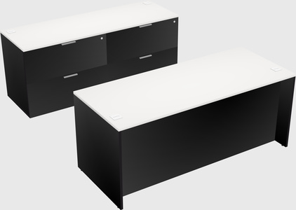 Bureau parallèle avec crédence